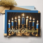 Carte De Vœux En Aluminium Gold Menorah Happy<br><div class="desc">Goldl Menorah Bonne Hanoukka</div>