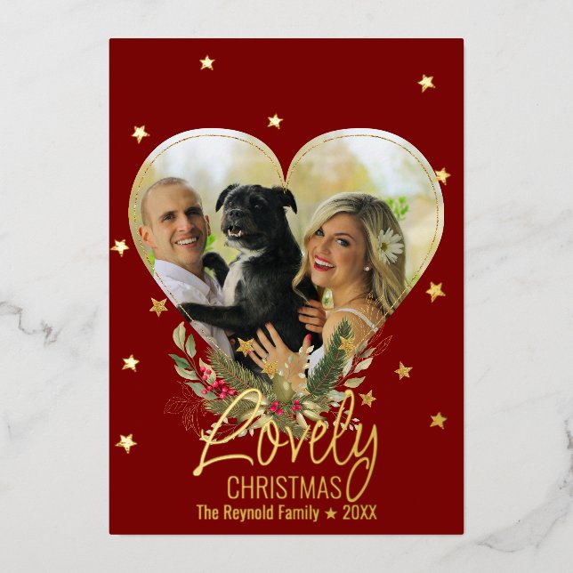 Carte De Vœux En Aluminium Gold Parties scintillant Star Love Christmas Photo (Recto)