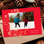 Carte De Vœux En Aluminium Gold Winter Natural Rouge Joyeux Noël Photo<br><div class="desc">Gold Winter Natural Red Joyeux Noël Photo Foil Carte de vacances *foin réel</div>