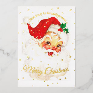 Carte De Vœux En Aluminium Grand-parents First Christmas Photo Père Noël Joye