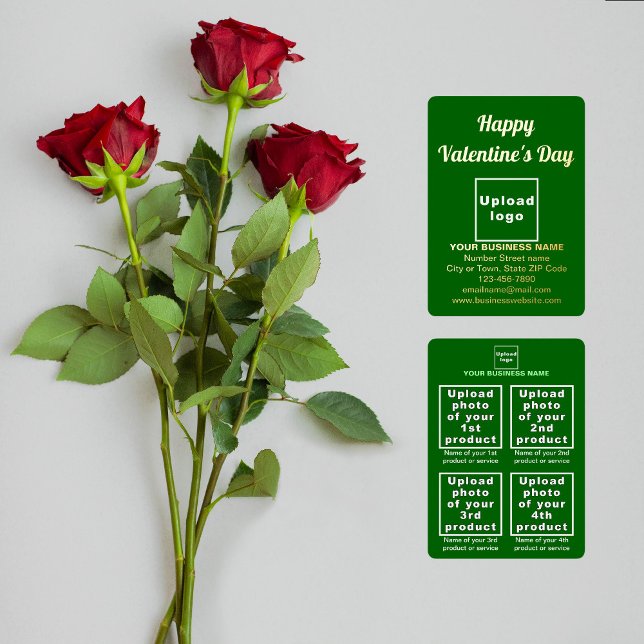 Carte De Vœux En Aluminium Green Business Brand sur Valentine (Green business brand on Valentine foil holiday card. Front and back sides.)