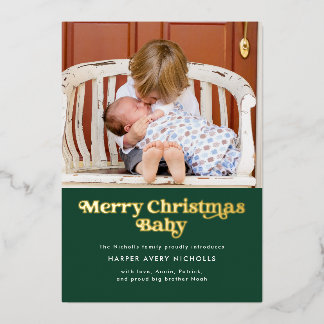Carte De Vœux En Aluminium Green Joyeux Noël Poulet bébé Faire-part de naissa