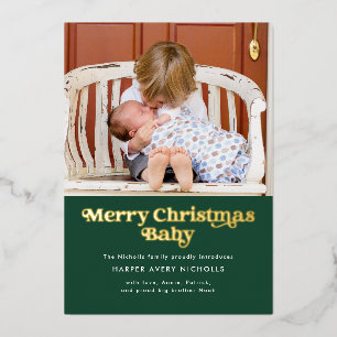 Carte De Vœux En Aluminium Green Joyeux Noël Poulet bébé Faire-part de naissa