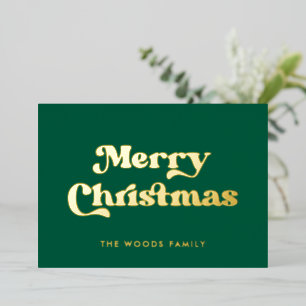 Carte De Vœux En Aluminium Green Retro Vintage Font Joyeux Noël
