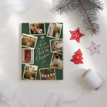 Carte De Vœux En Aluminium Green Very Joyeux Christmas Tree Photo Collage<br><div class="desc">Ce Green Very Joyeux Christmas Tree Photo Collage Foil Holiday Card offre un décor élégant en vert chasseur avec un mélange de lettrage en feuille d'or simple et de calligraphie classique jumelé à un style boho minimaliste qui établit un équilibre parfait entre une subtilité moderne propre et une élégance vintage....</div>