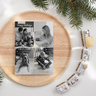 Carte De Vœux En Aluminium Grille de quatre photos avec un joli nœud
