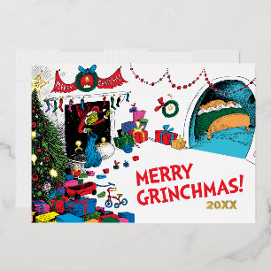 Carte De Vœux En Aluminium Grinch Classique Grinch dans Cheminée
