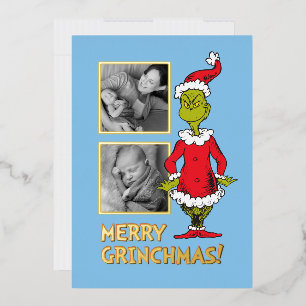 Carte De Vœux En Aluminium Grinch classique   Père Noël
