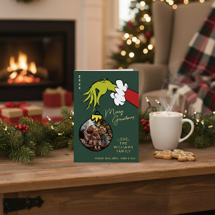 Carte De Vœux En Aluminium Grinch Joyeux Grinchmas Famille Photo Noël