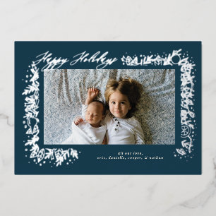 Carte De Vœux En Aluminium Guirlande d'ornements nostalgiques en argent joli 