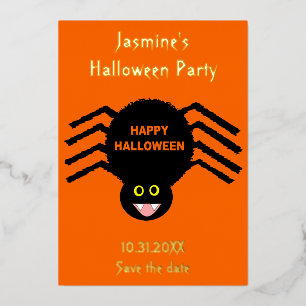 Carte De Vœux En Aluminium Halloween Araignée Noire Épinglez la Date sur mesu