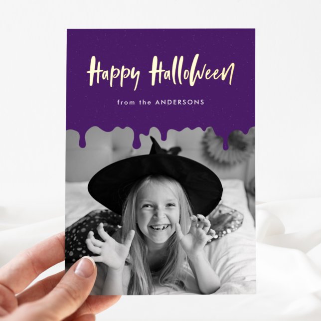 Carte De Vœux En Aluminium Halloween avec du sang pourpre coulant (Créateur téléchargé)