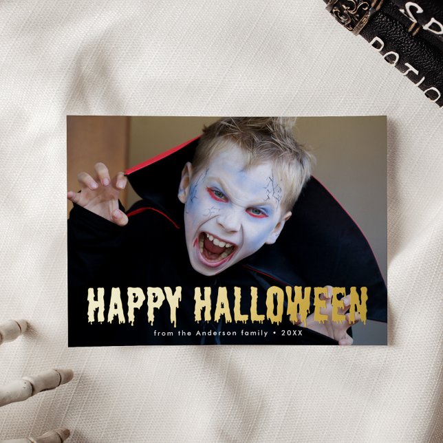 Carte De Vœux En Aluminium Halloween photo joyeuse des gouttes de sang (Créateur téléchargé)