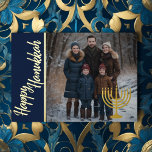 Carte De Vœux En Aluminium Hanoukka heureuse et votre Menorah photo<br><div class="desc">Hanoukka heureuse et votre Menorah photo</div>