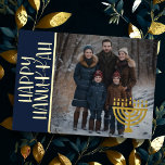 Carte De Vœux En Aluminium Hanoukka heureuse et votre Menorah photo<br><div class="desc">Hanoukka heureuse et votre Menorah photo</div>