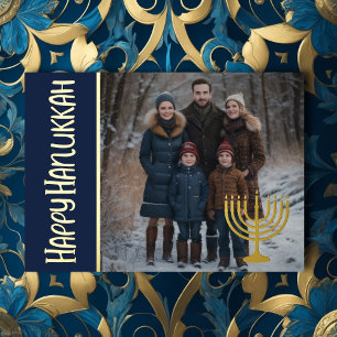 Carte De Vœux En Aluminium Hanoukka heureuse et votre Menorah photo