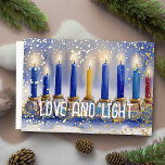 Carte De Vœux En Aluminium Hanoukka Menorah Aquarelle Amour et Lumière<br><div class="desc">Hanoukka Menorah Aquarelle Amour et Lumière</div>