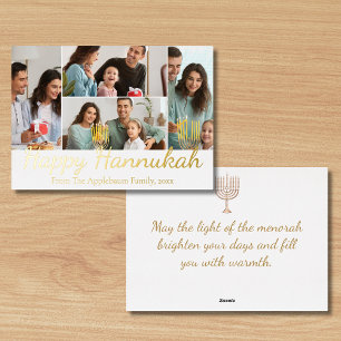 Carte De Vœux En Aluminium happy hannukah, 4 photos collage or élégant