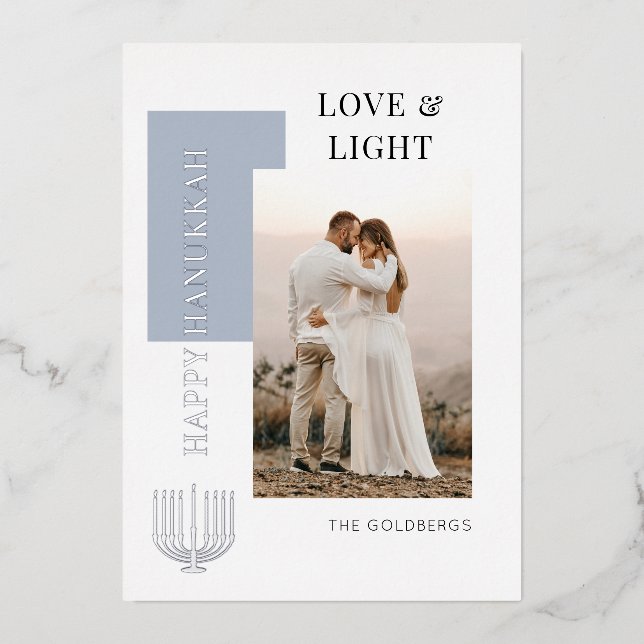 Carte De Vœux En Aluminium Happy Hanoukka Love Light Photo (Recto)