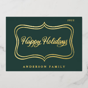 Carte De Vœux En Aluminium Happy Holidays Classic Gold Frame