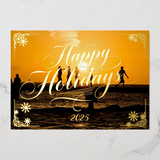 Carte De Vœux En Aluminium Happy Holidays Key West Sunset poème à l'intérieur (Recto)