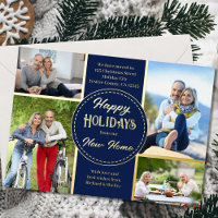 Happy Holidays New Home 4 Photo Blue and Gold