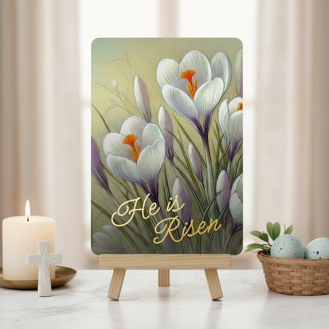 Carte De Vœux En Aluminium He Is Risen Crocus Floral Gold Foil Card (Créateur téléchargé)