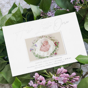 Carte De Vœux En Aluminium Hello Little One Elegant Script Photo Birth Foil