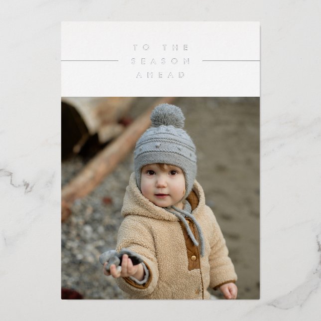 Carte De Vœux En Aluminium HEUREUSE NOUVELLE ANNÉE Ajouter votre photo de fam (Recto)