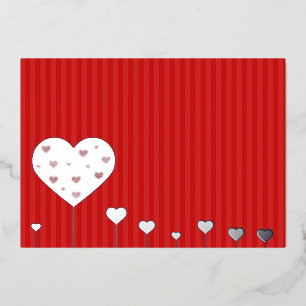 Carte De Vœux En Aluminium Heureuse Sainte-Valentin Beau Coeurs blancs rouges