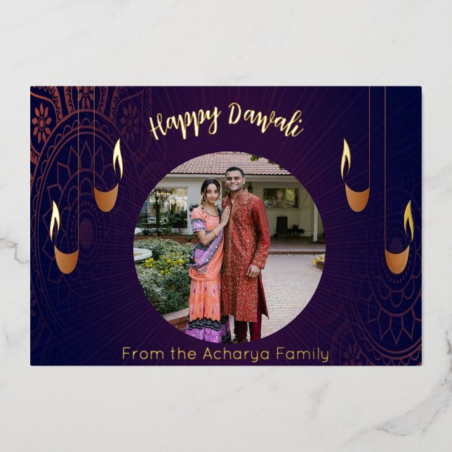 Carte De Vœux En Aluminium Heureux Diwali Photo (Recto)