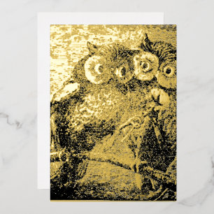 Carte De Vœux En Aluminium Hiboux drôles de l'ère victorienne avec une Saint-