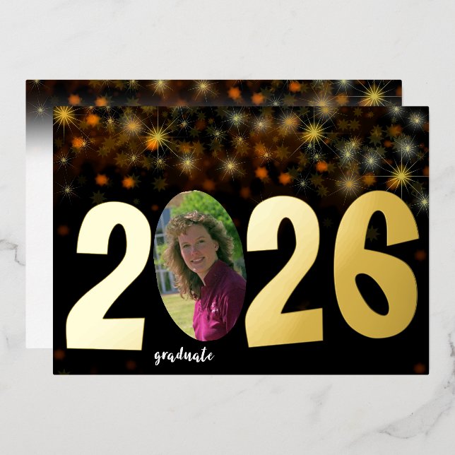 Carte De Vœux En Aluminium High School Graduation Announcement foil card (Recto/Verso)