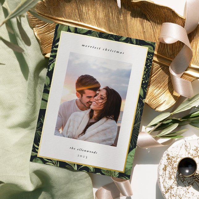 Carte De Vœux En Aluminium Hiver | Photo de Noël botanique (Créateur téléchargé)