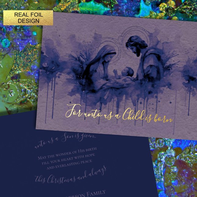 Carte De Vœux En Aluminium Indigo Ink sur la Lavender Holy Family (Créateur téléchargé)