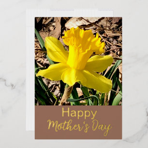 Carte De Vœux En Aluminium Jaune Daffodil Joyeux or de la fête des mères