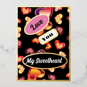 Carte De Vœux En Aluminium Je t'aime mon amour joli cœurs à ombre dégradée à