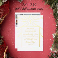 Jean 3:16 Écriture Photo de Noël en Or