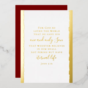 Carte De Vœux En Aluminium Jean 3:16 Noël doré élégant personnalisé