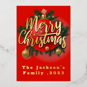 Carte De Vœux En Aluminium Jingle Bells hiver Feu de neige Noël