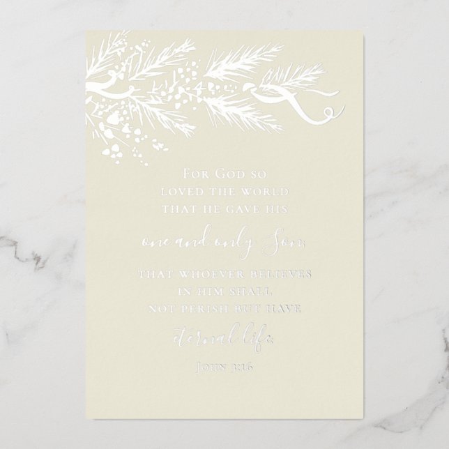 Carte De Vœux En Aluminium John 3:16 Modern Pine Photo Christian Noël (Recto)