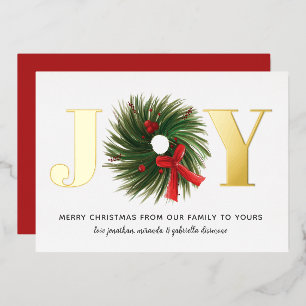 Carte De Vœux En Aluminium JOIE Aquarelle Noëls Wreath Gold