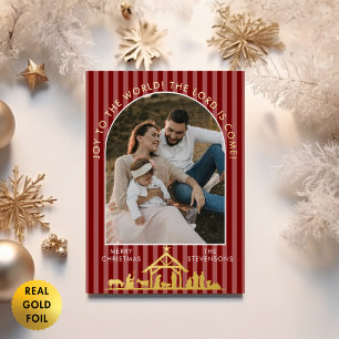 Carte De Vœux En Aluminium Joie au Monde Rouge Noël Nativité Photo de Noël