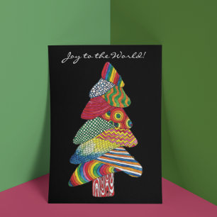 Carte De Vœux En Aluminium Joie au Monde Sapin de Noël Moderne