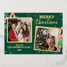 Joie de Noël Élégante Paillettes Dorées Multi Phot