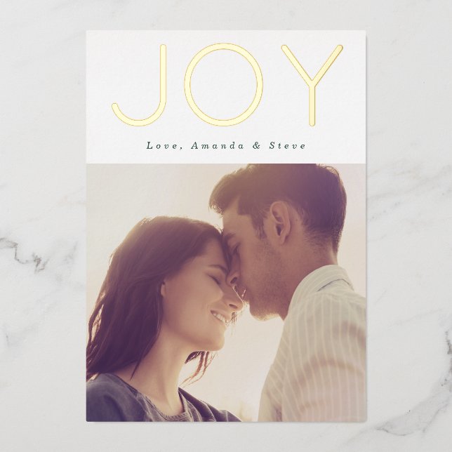 Carte De Vœux En Aluminium JOIE D'OR moderne Photo de Noël (Recto)