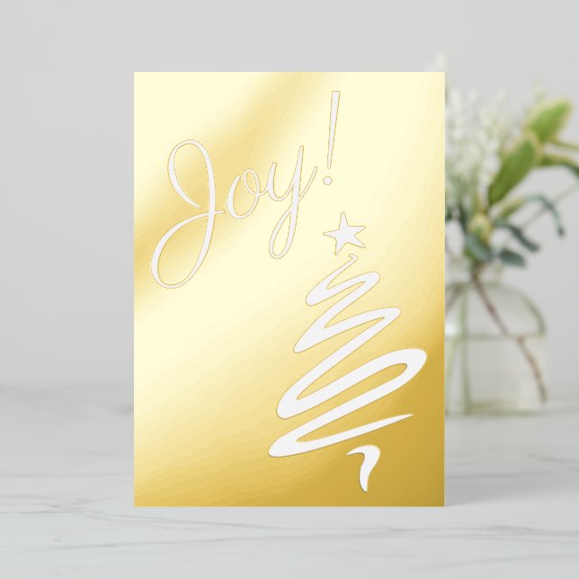 Carte De Vœux En Aluminium Joie ! Noël Arbre Noël Fête avec tes mots (Debout devant)