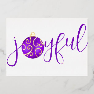 Carte De Vœux En Aluminium Joie violette et blanc réel