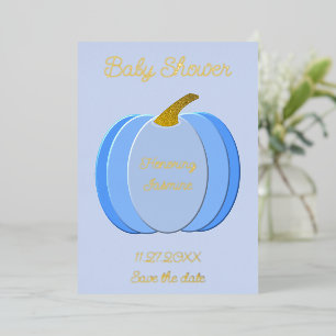 Carte De Vœux En Aluminium Joli bébé garçon bleu Citrouille Baby Shower perso