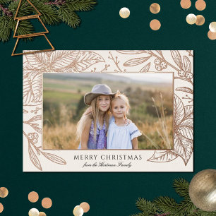 Carte De Vœux En Aluminium Joli cadre fleuri Poinsettia   Photo horizontale